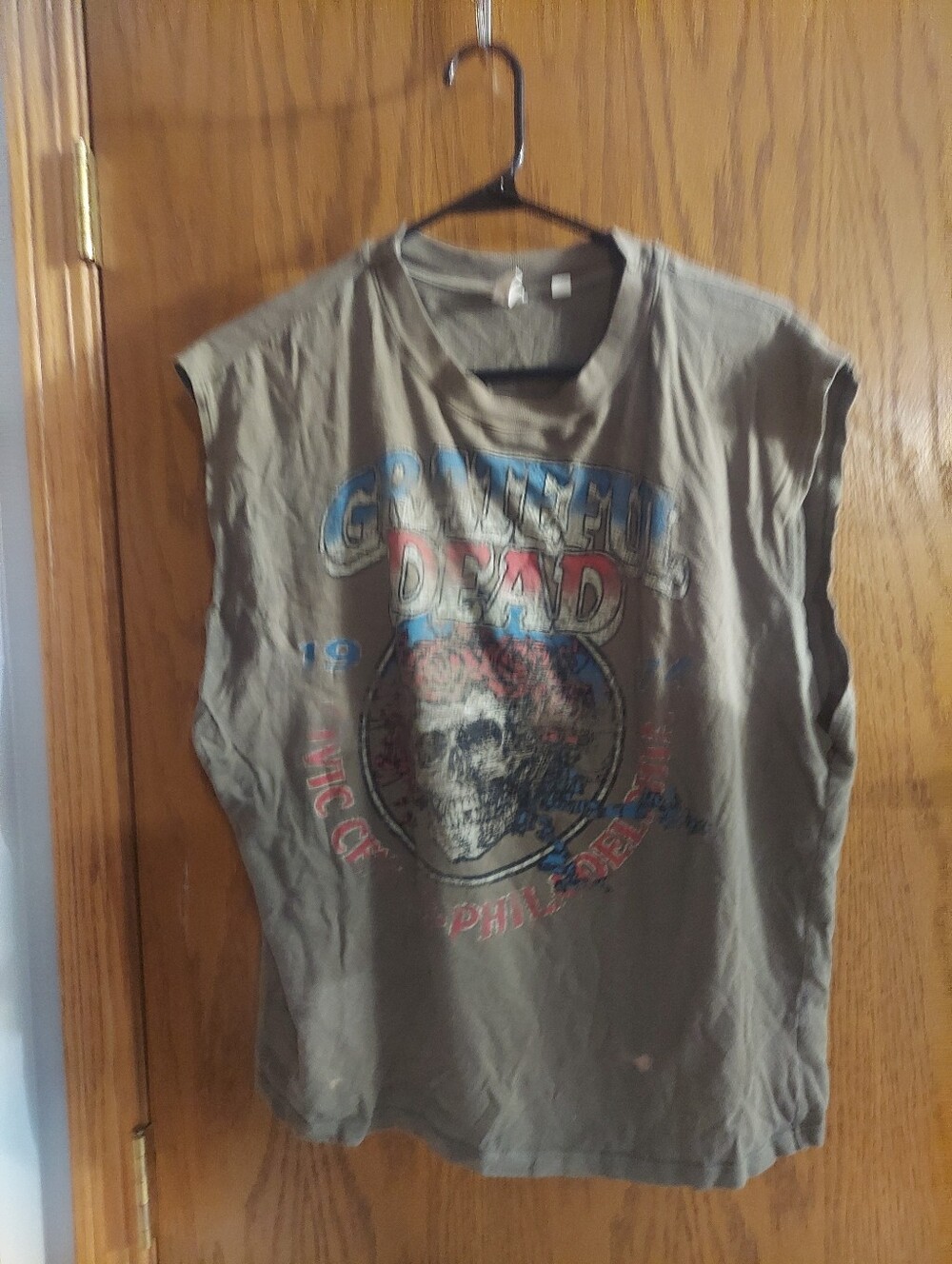 Junk Food Grateful Dead 1974 Civic Center Philadelphia Cutoff Shirt XL Skull Ros